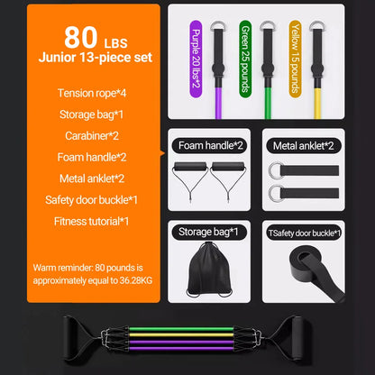 Zestaw Gum Oporowych 10-14szt - Taśmy Treningowe do Ćwiczeń Siłowych i Rozciągania